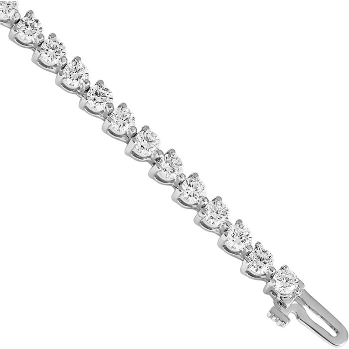 14K Solid White Gold 4 Lab Diamond Tennis Bracelet