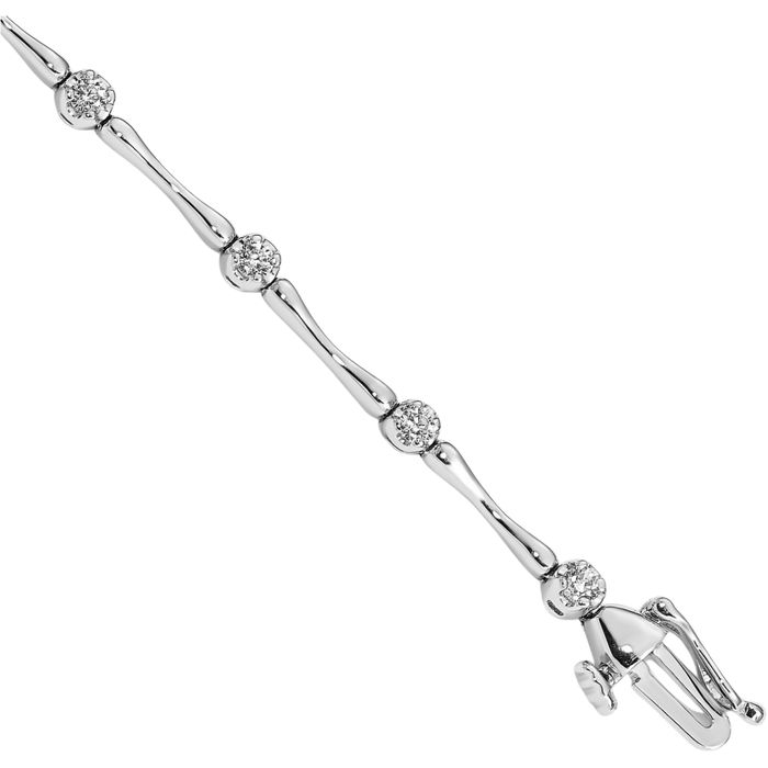 14K Solid White Gold Lab Diamond Tennis Bracelet