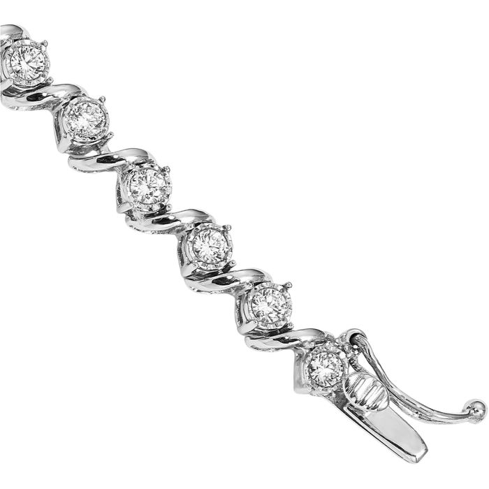 14K Solid White Gold Lab Diamond Tennis Bracelet