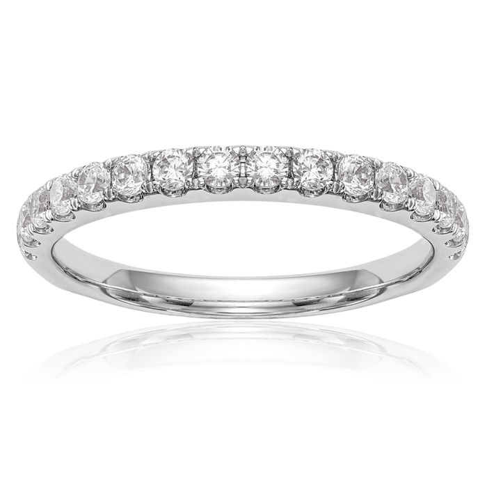 14K Solid White Gold Diamond Anniversary Ring Eternity Wedding Band Bridal Jewelry