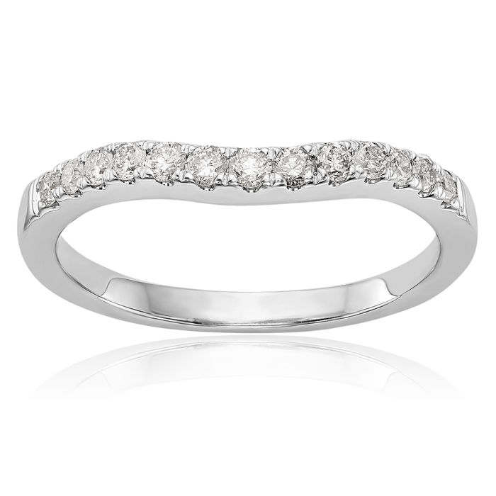 14K Solid White Gold Lab Diamond Wedding Band Ring