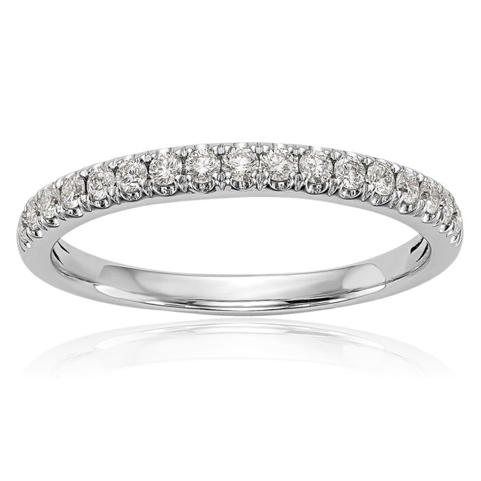 14K Solid White Gold Lab Diamond Wedding Band Ring