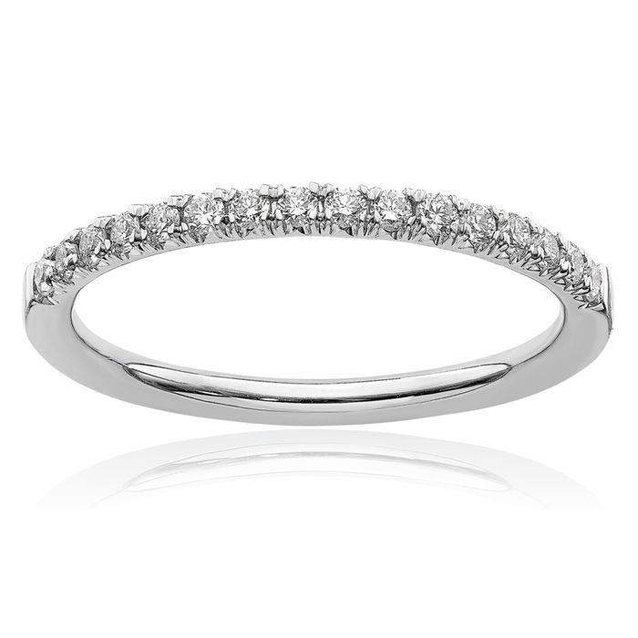 14K Solid White Gold Lab Diamond Wedding Band Ring