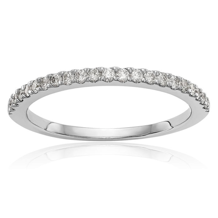 14K Solid White Gold Lab Diamond Wedding Band Ring