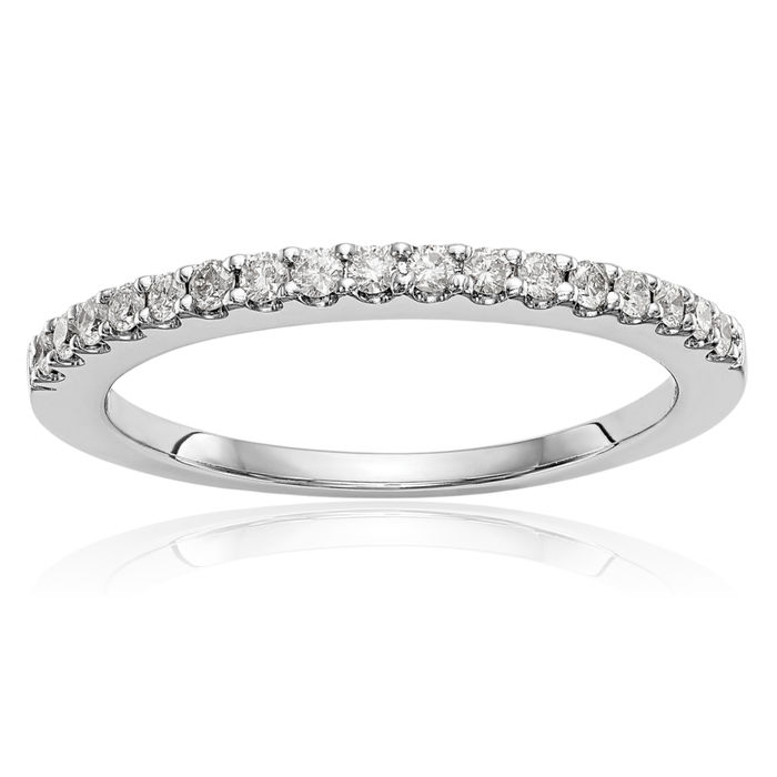 14K Solid White Gold Lab Diamond Wedding Band Ring