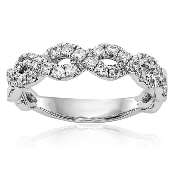 14K Solid White Gold Lab Diamond Wedding Band Ring