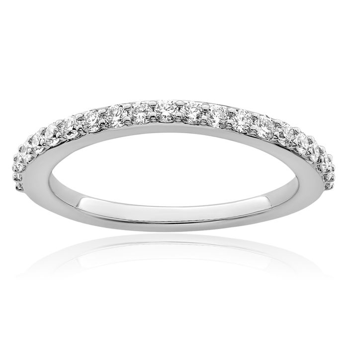 14K Solid White Gold Lab Diamond Wedding Band Ring