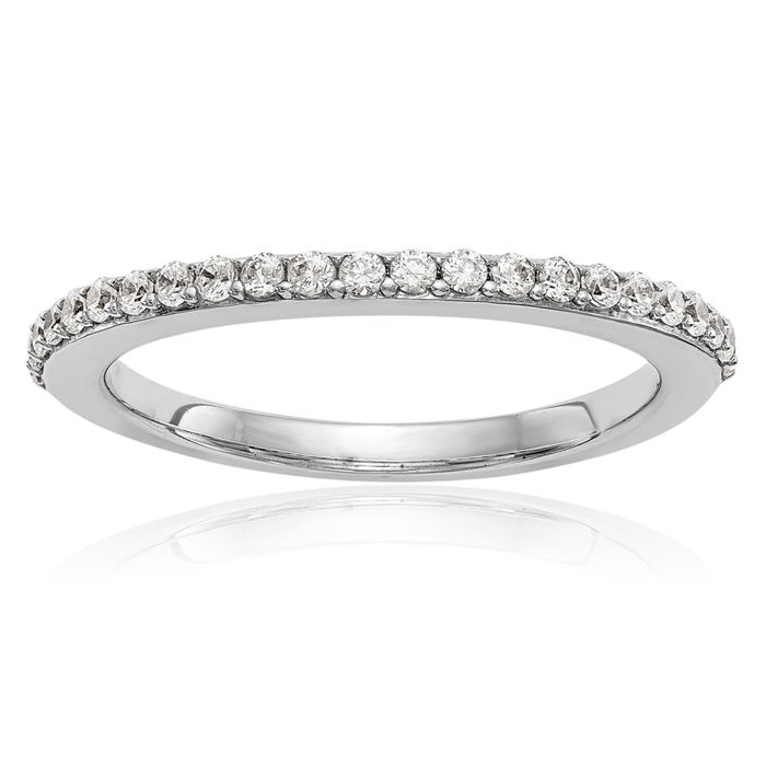 14K Solid White Gold Lab Diamond Wedding Band Ring
