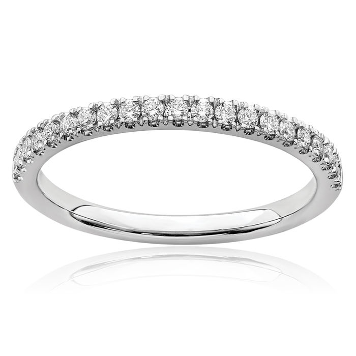 14K Solid White Gold Lab Diamond Wedding Band Ring
