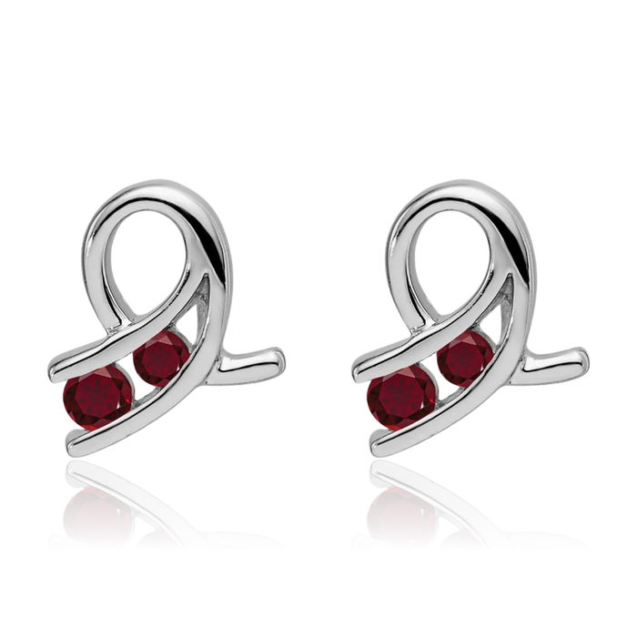 14K Solid White Gold Lab Red Ruby Drop Dangle Earrings