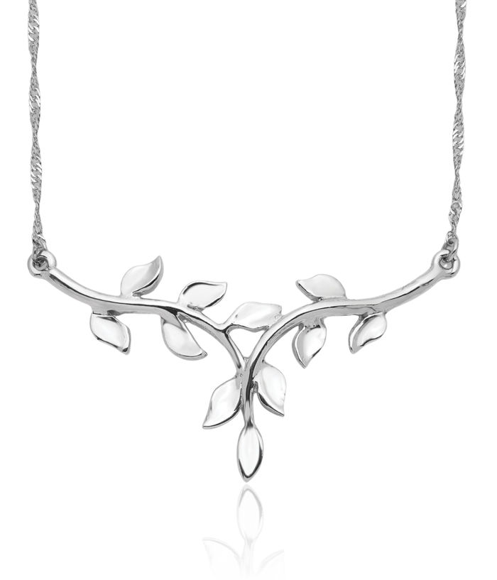 14K Solid White Gold Leaf Chain Necklace