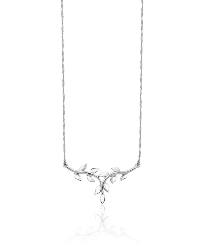 14K Solid White Gold Leaf Chain Necklace