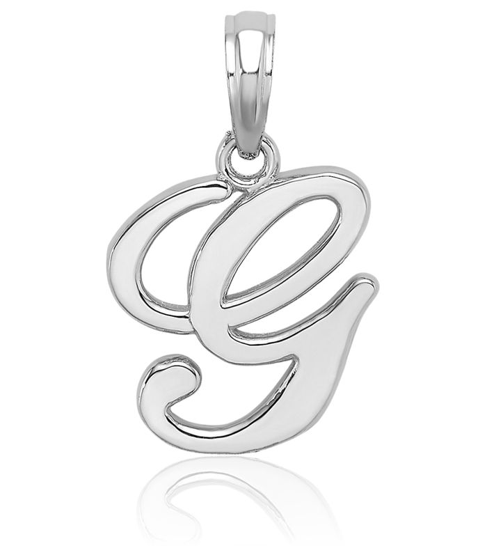 14K Solid White Gold Dainty Letter G Initial Name Monogram Necklace Chain Pendant Charm