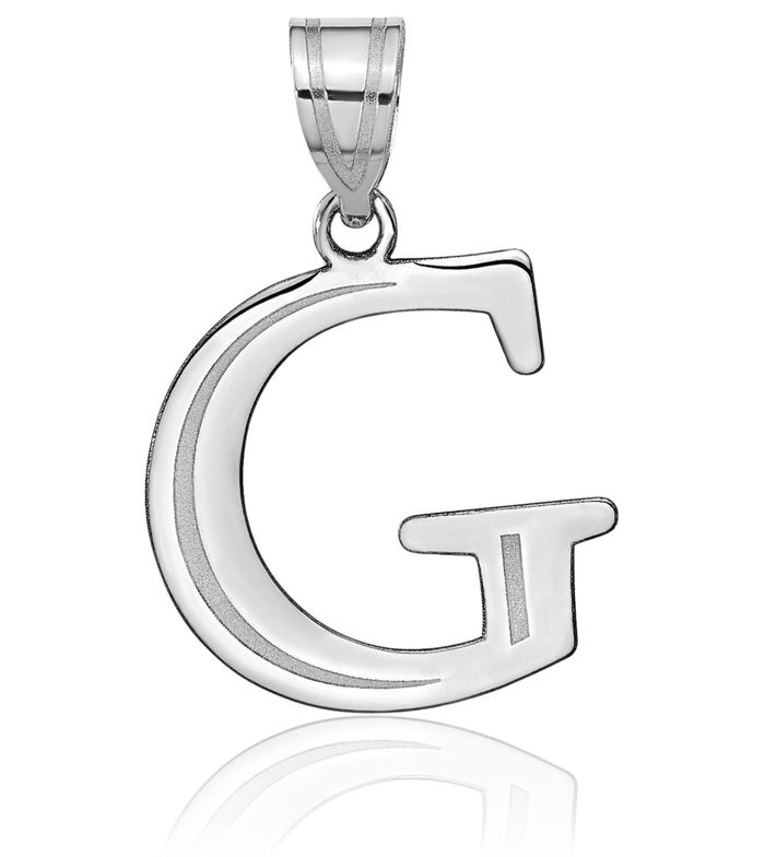 14K Solid White Gold Dainty Letter G Initial Name Monogram Necklace Chain Pendant Charm