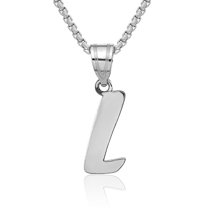 14K Solid White Gold Dainty Letter L Initial Name Monogram Necklace Chain Pendant Charm