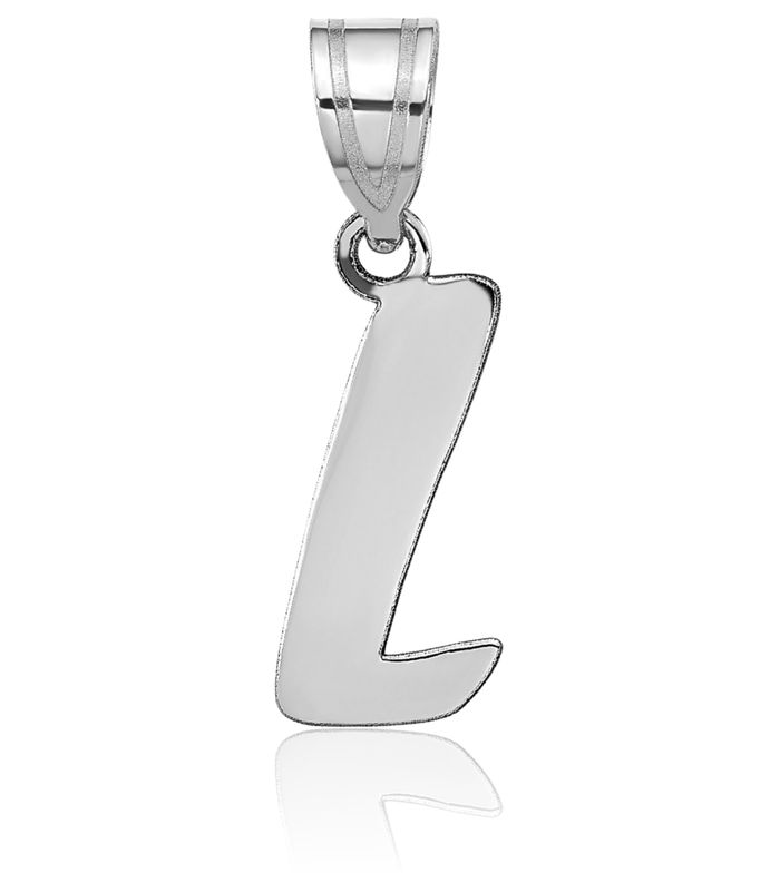 14K Solid White Gold Dainty Letter L Initial Name Monogram Necklace Chain Pendant Charm