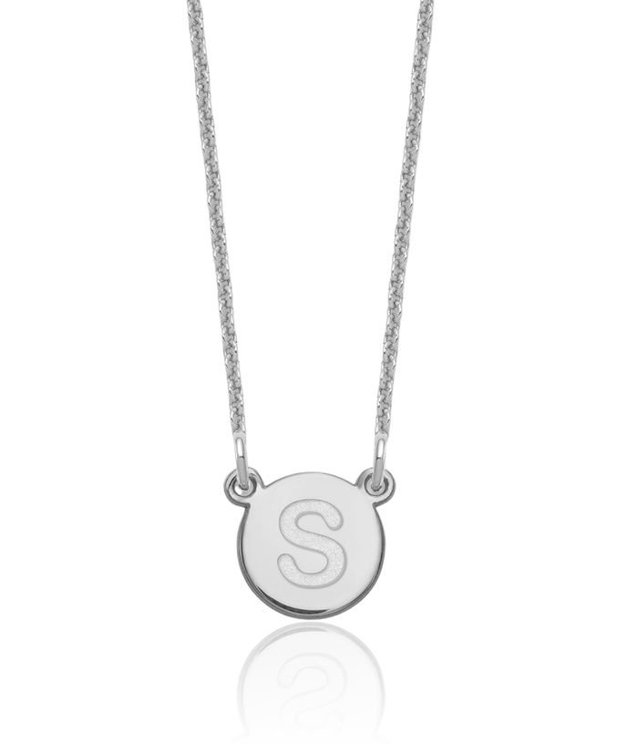 14K Solid White Gold Dainty Letter S Initial Name Monogram Chain Necklace