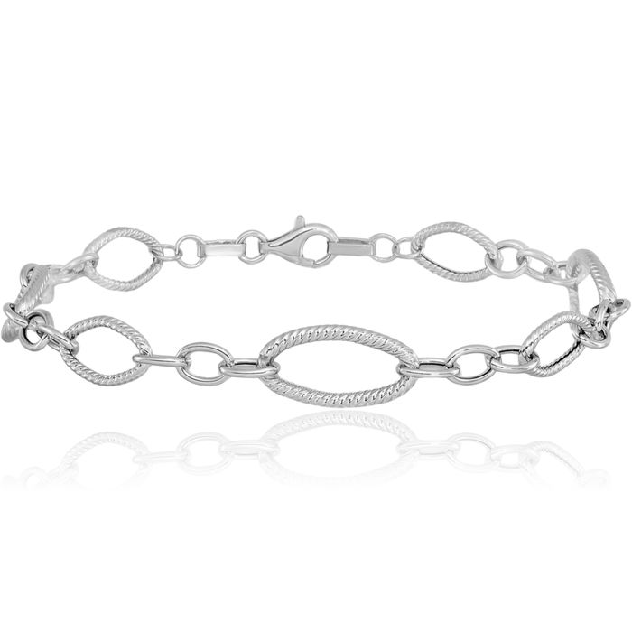 14K Solid White Gold Link Chain Bracelet