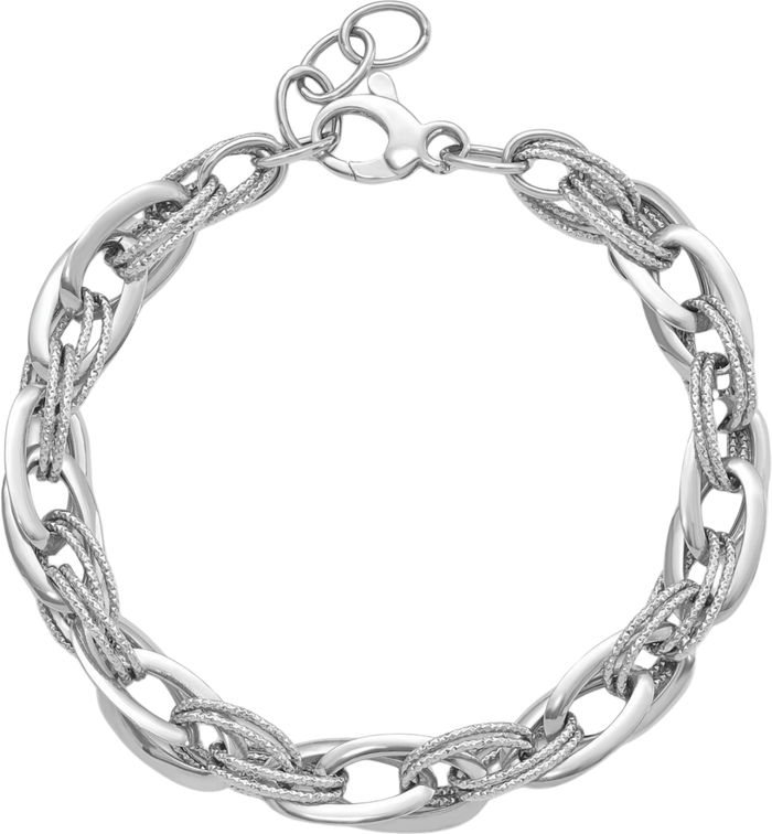 14K Solid White Gold Link Chain Bracelet