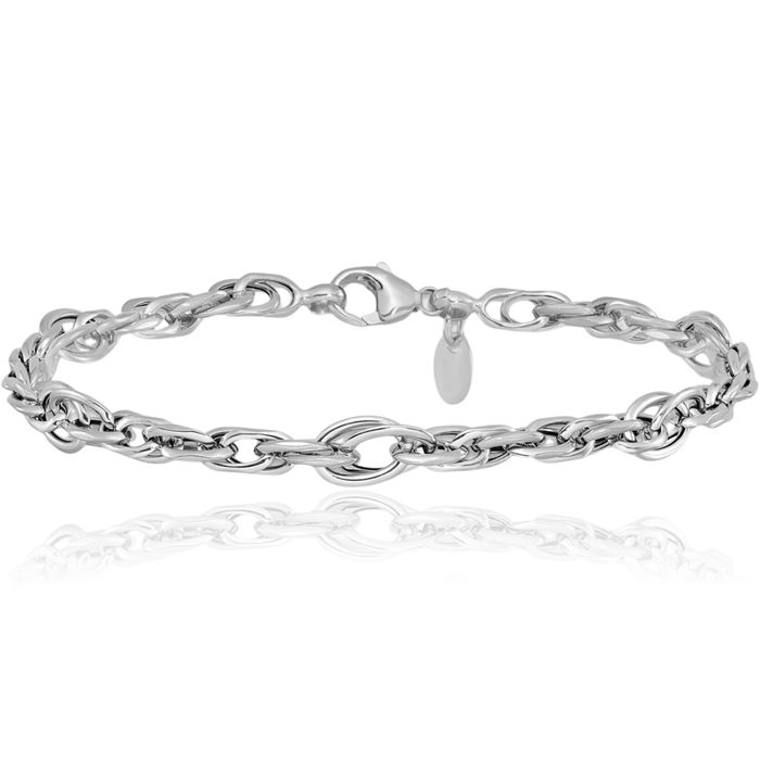 14K Solid White Gold Link Chain Bracelet