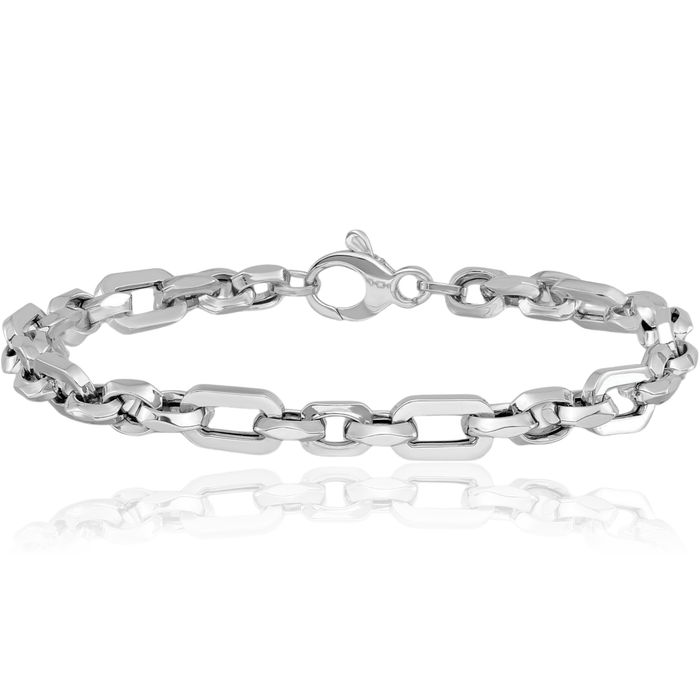 14K Solid White Gold Link Chain Bracelet