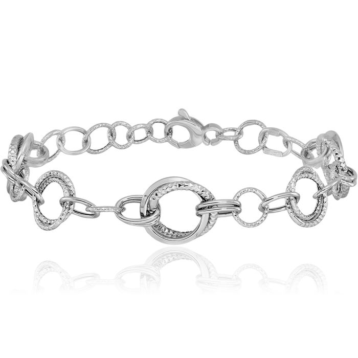 14K Solid White Gold Link Chain Bracelet