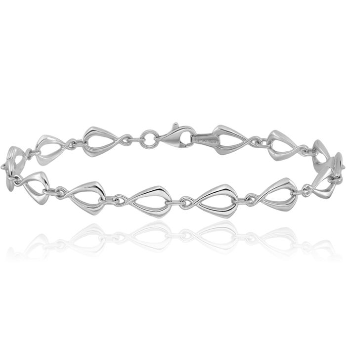 14K Solid White Gold Link Chain Bracelet