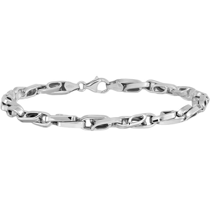 14K Solid White Gold Link Chain Bracelet