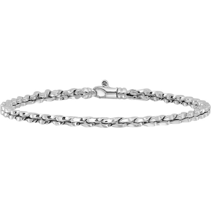 14K Solid White Gold Link Chain Bracelet