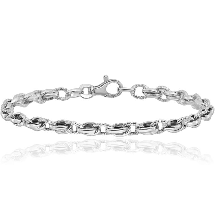 14K Solid White Gold Link Chain Bracelet