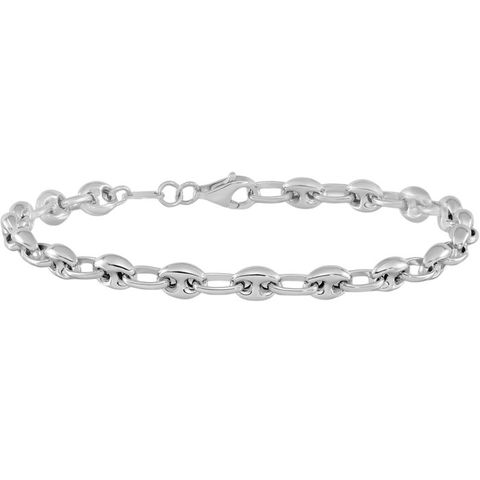 14K Solid White Gold Link Chain Bracelet