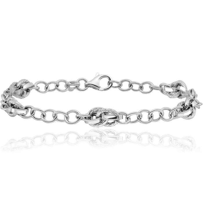 14K Solid White Gold Link Chain Bracelet