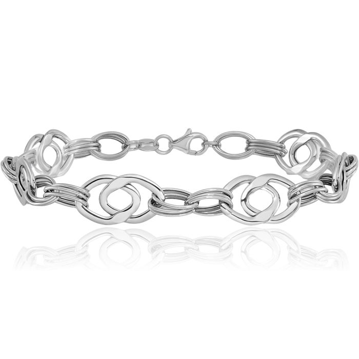 14K Solid White Gold Link Chain Bracelet