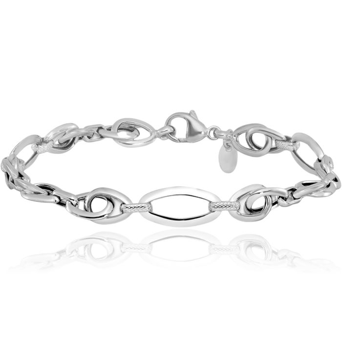 14K Solid White Gold Link Chain Bracelet