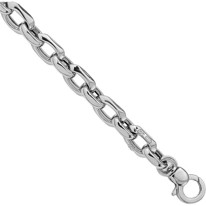 14K Solid White Gold Link Chain Bracelet