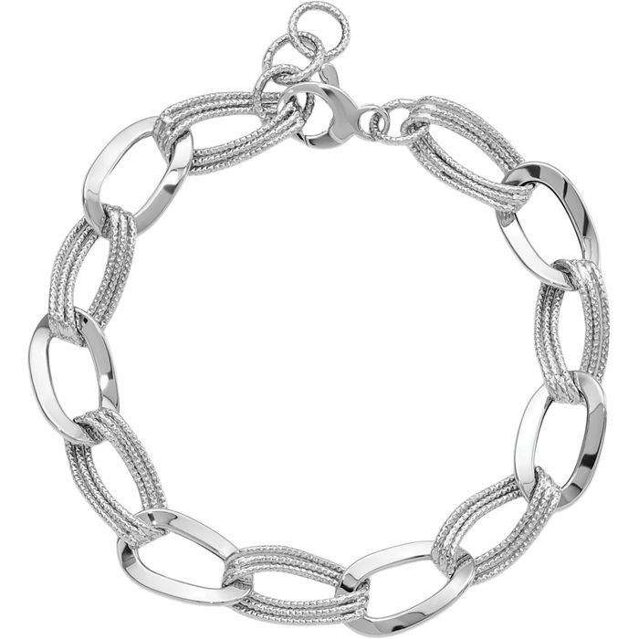 14K Solid White Gold Link Chain Bracelet