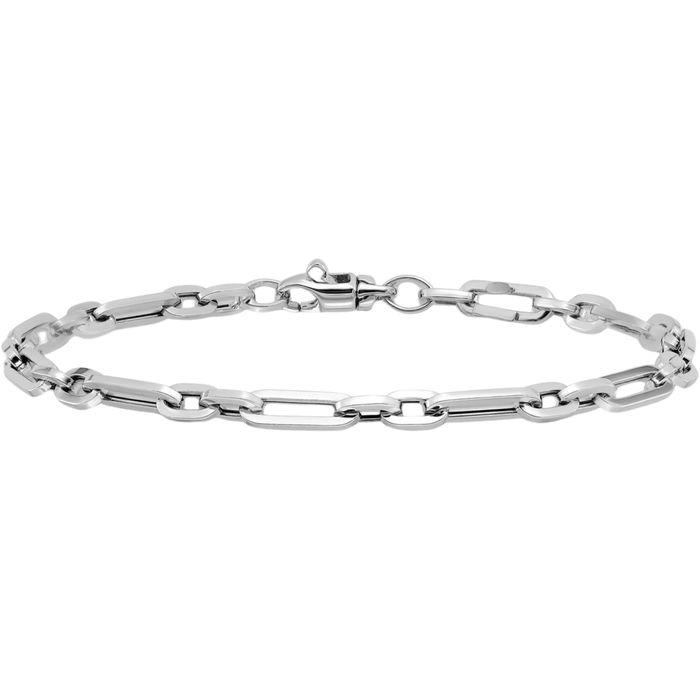 14K Solid White Gold Link Chain Bracelet