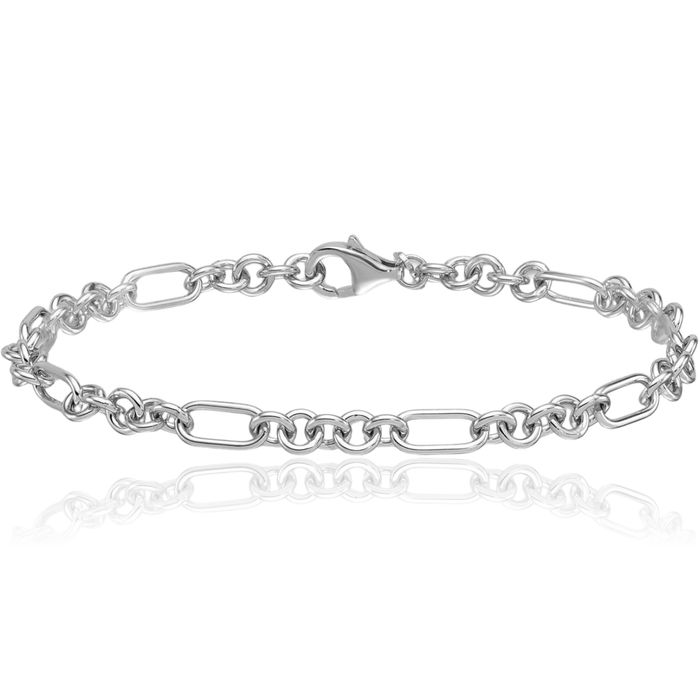 14K Solid White Gold Link Chain Bracelet