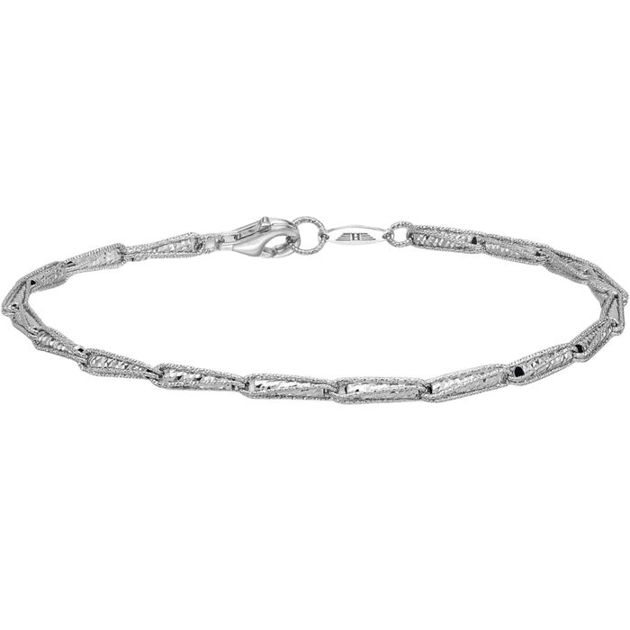 14K Solid White Gold Link Chain Bracelet