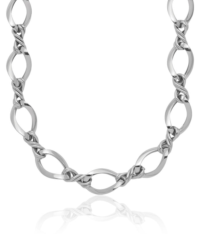 14K Solid White Gold Link Chain Necklace