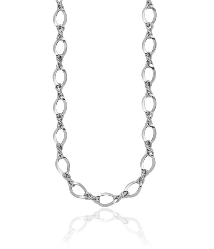 14K Solid White Gold Link Chain Necklace