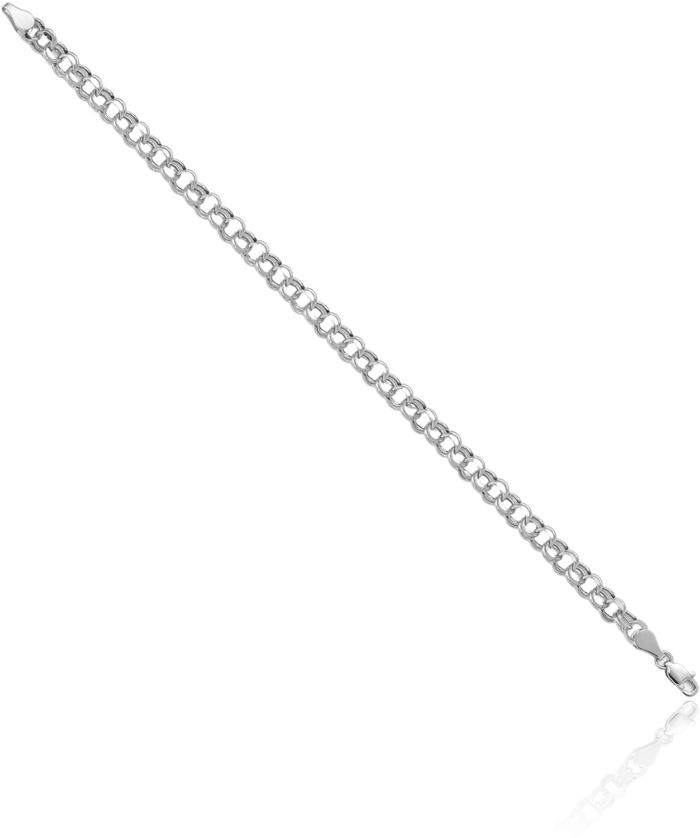 14K Solid White Gold Lite 5mm Double Link Chain Charm Bracelet