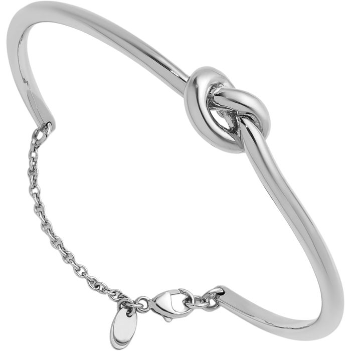 14K Solid White Gold Love Knot Chain Cuff Charm Bracelet