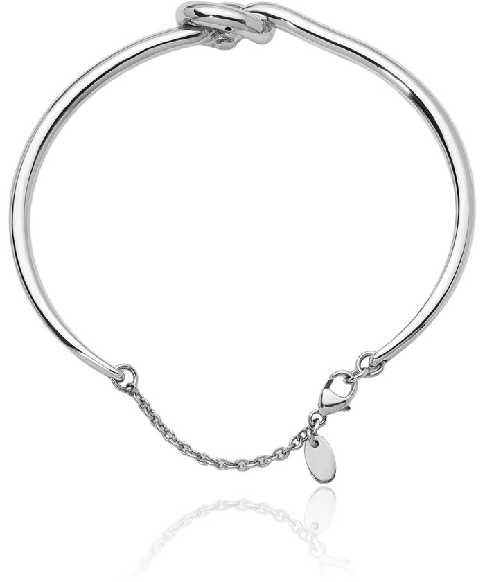 14K Solid White Gold Love Knot Chain Cuff Charm Bracelet