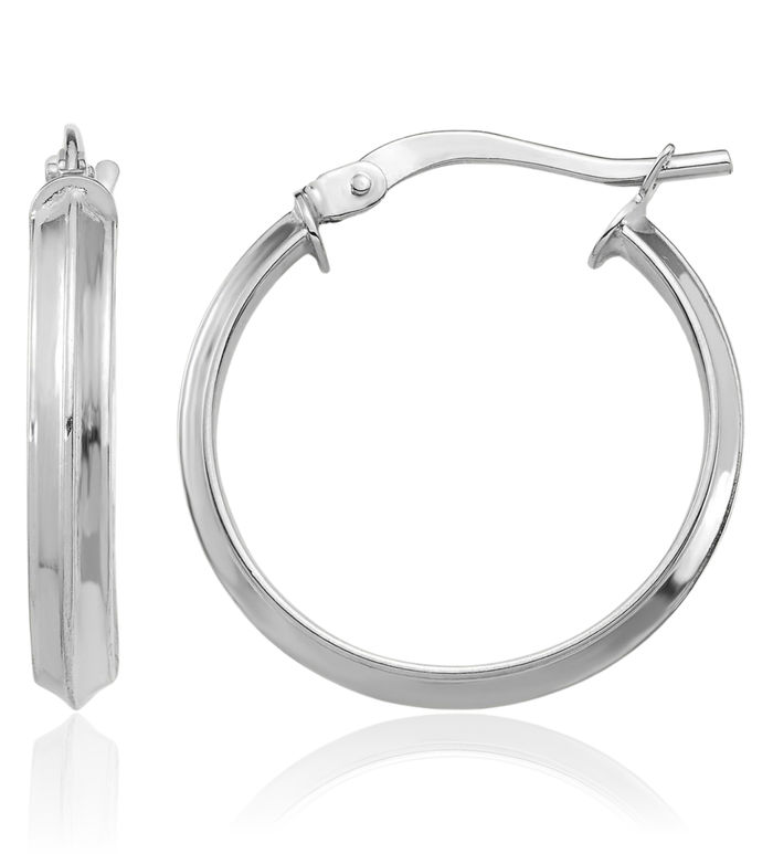 14K Solid White Gold Medium 3mm Round Hoop Earrings