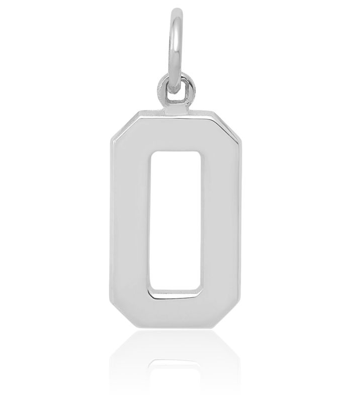 14K Solid White Gold Medium Number 0 Necklace Chain Pendant Charm