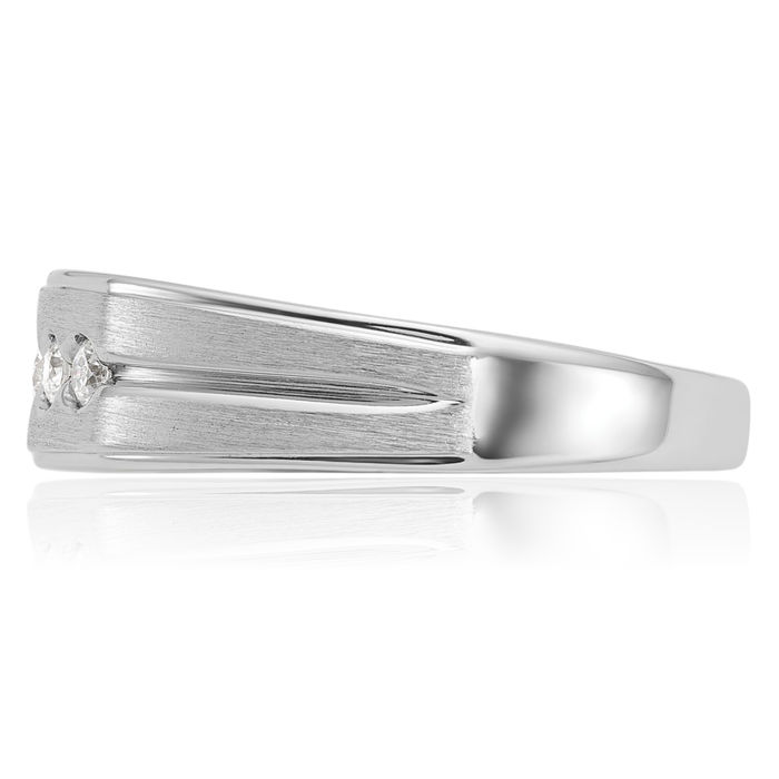 14K Solid White Gold Mens Diamond 5 Stone Wedding Band Statement Ring