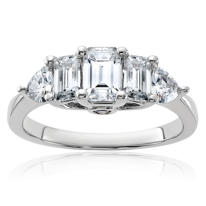 14K Solid White Gold Moissanite Engagement Ring