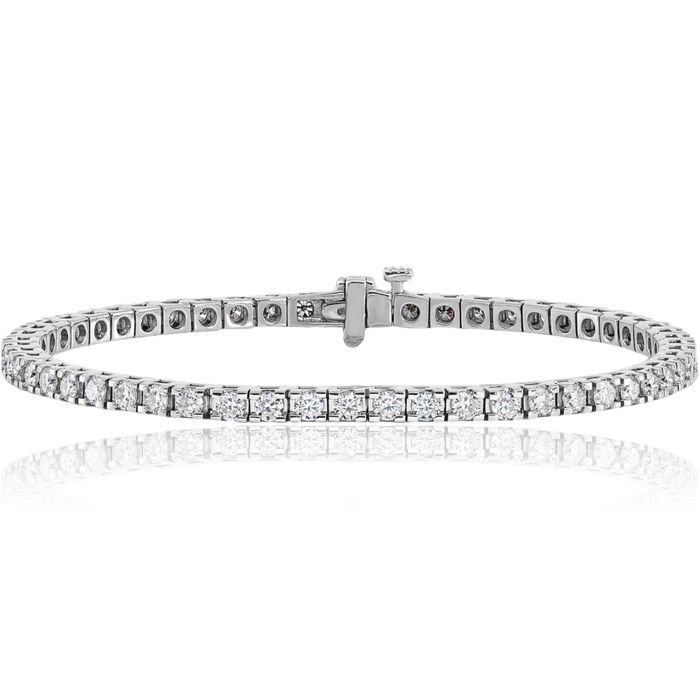 14K Solid White Gold Moissanite Tennis Bracelet