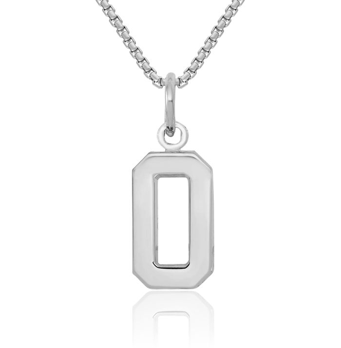 14K Solid White Gold Number 0 Necklace Chain Pendant Charm